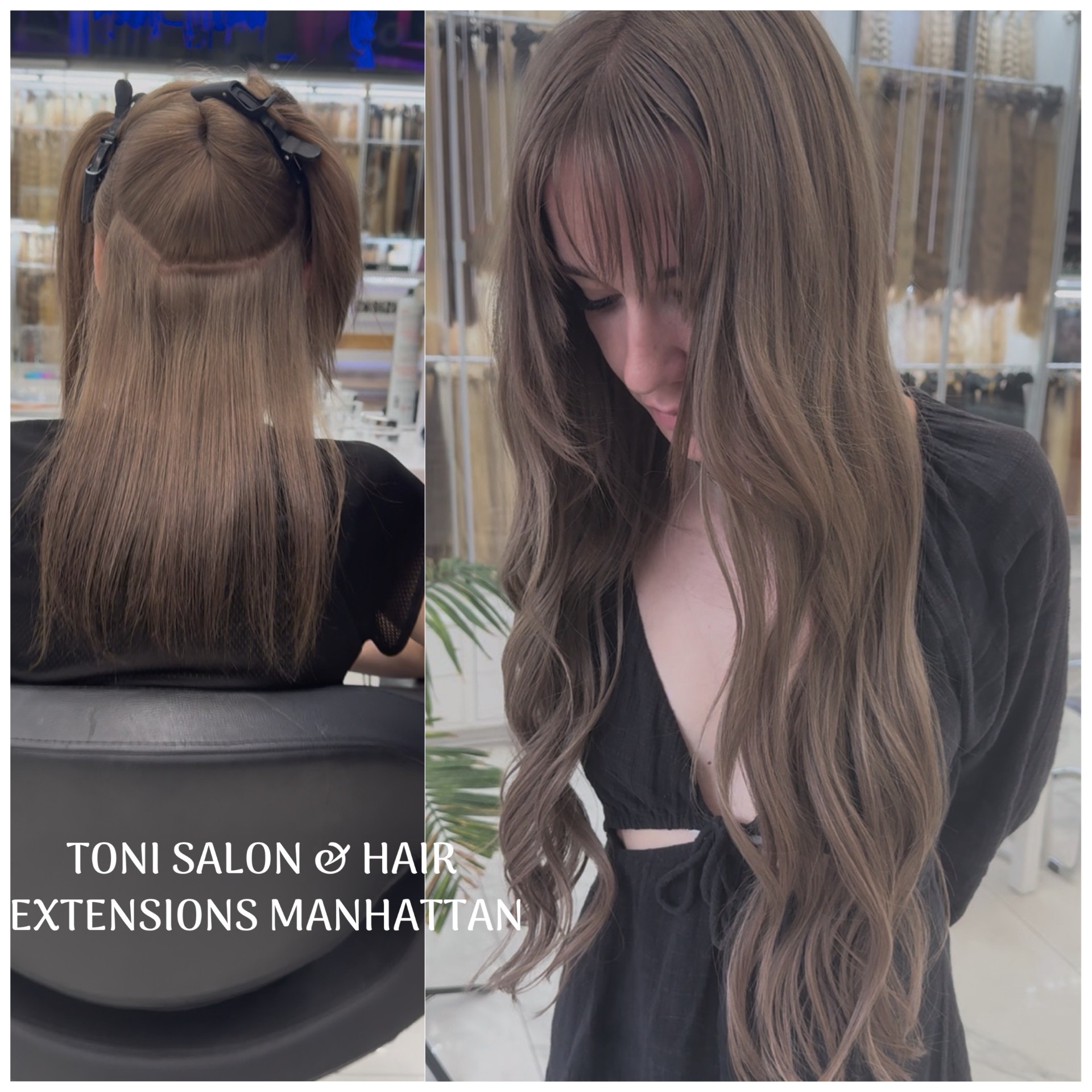 Hair extensions transformation at Toni Salon NYC in Manhattan